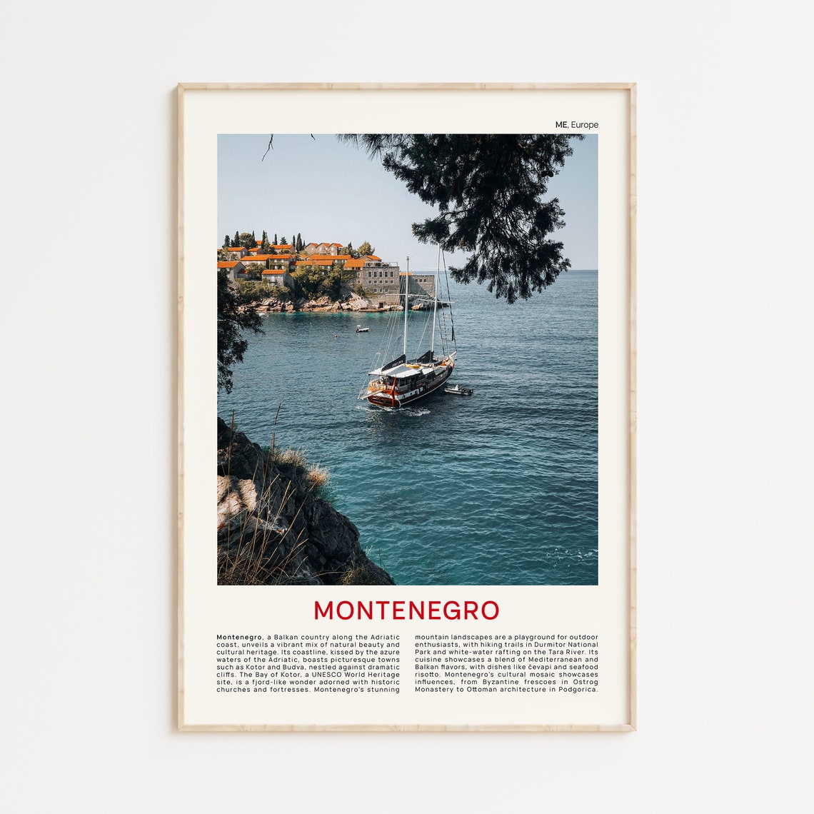 Montenegro Adriatic Coast Sailboat Old Town Harbor Seaside Poster