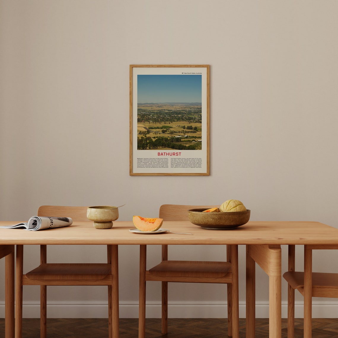Bathurst Australia Golden Patchwork Valley Distant Hills Photo Poster - Image 4