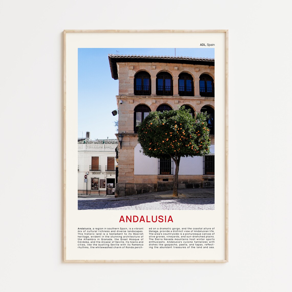 Andalusia Spain Historic Stone Building Orange Tree Photo Poster