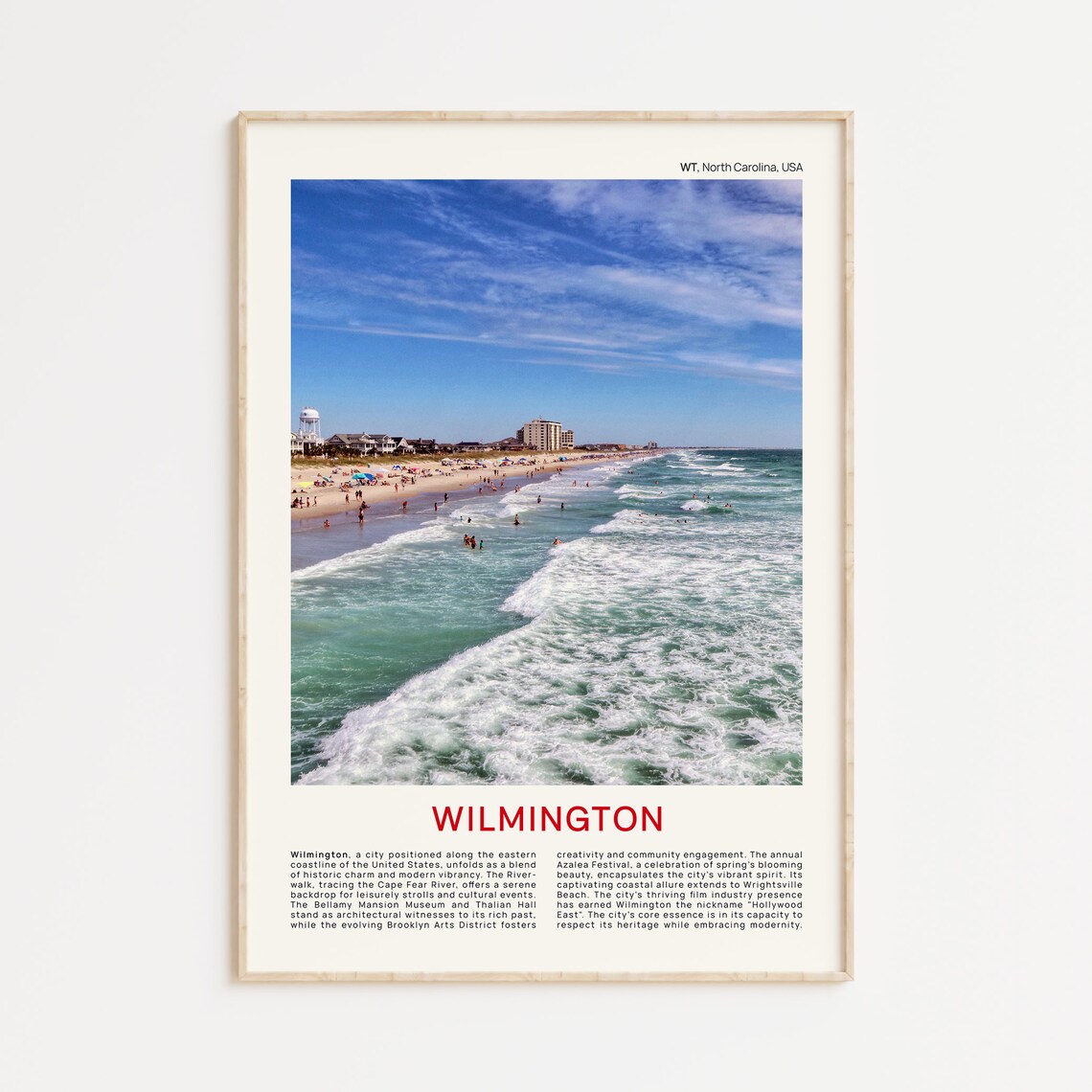 Wilmington North Carolina Sunlit Aerial Beach Day Film Photo Poster