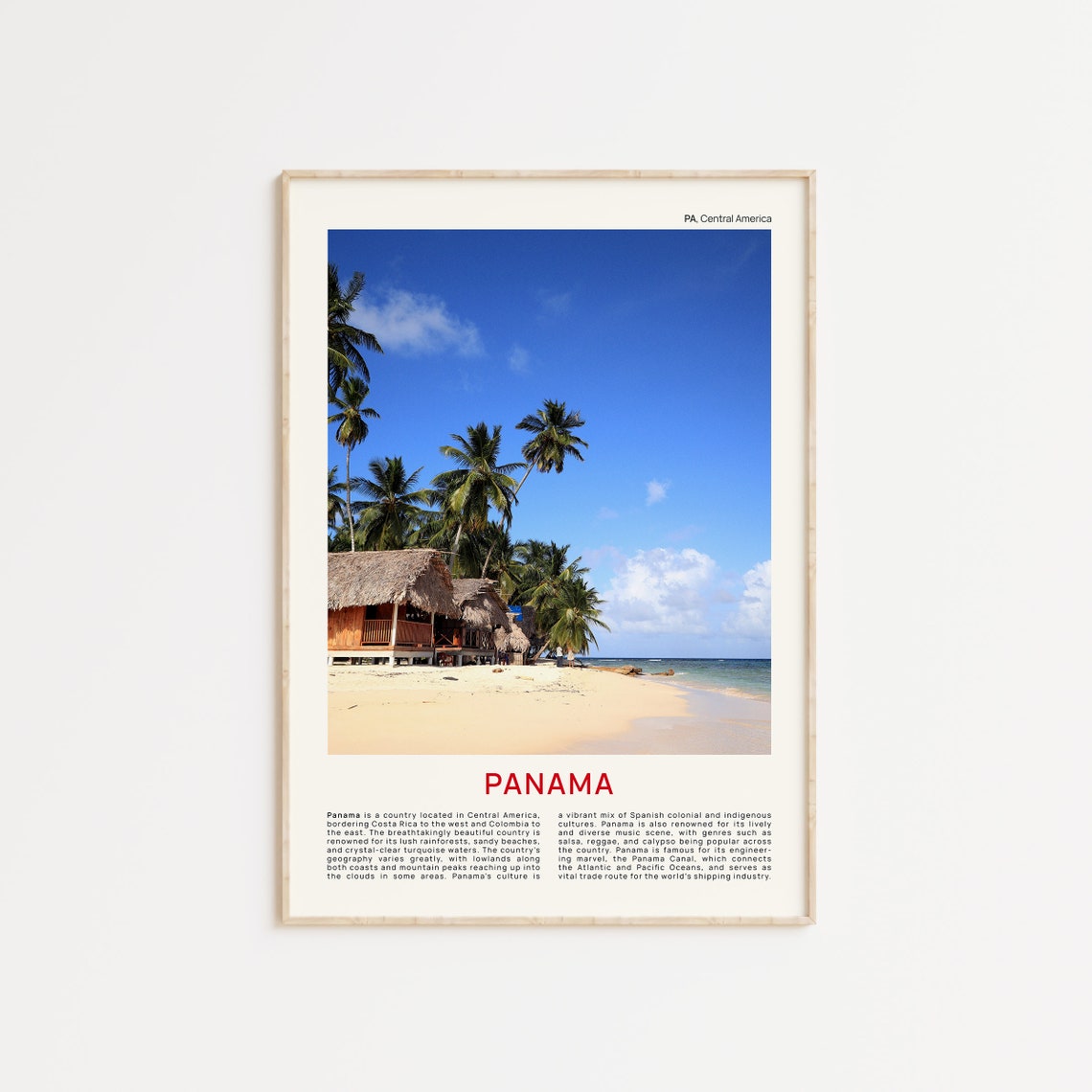 Panama Tropical Beach Palm Trees Thatched Huts Photography Poster