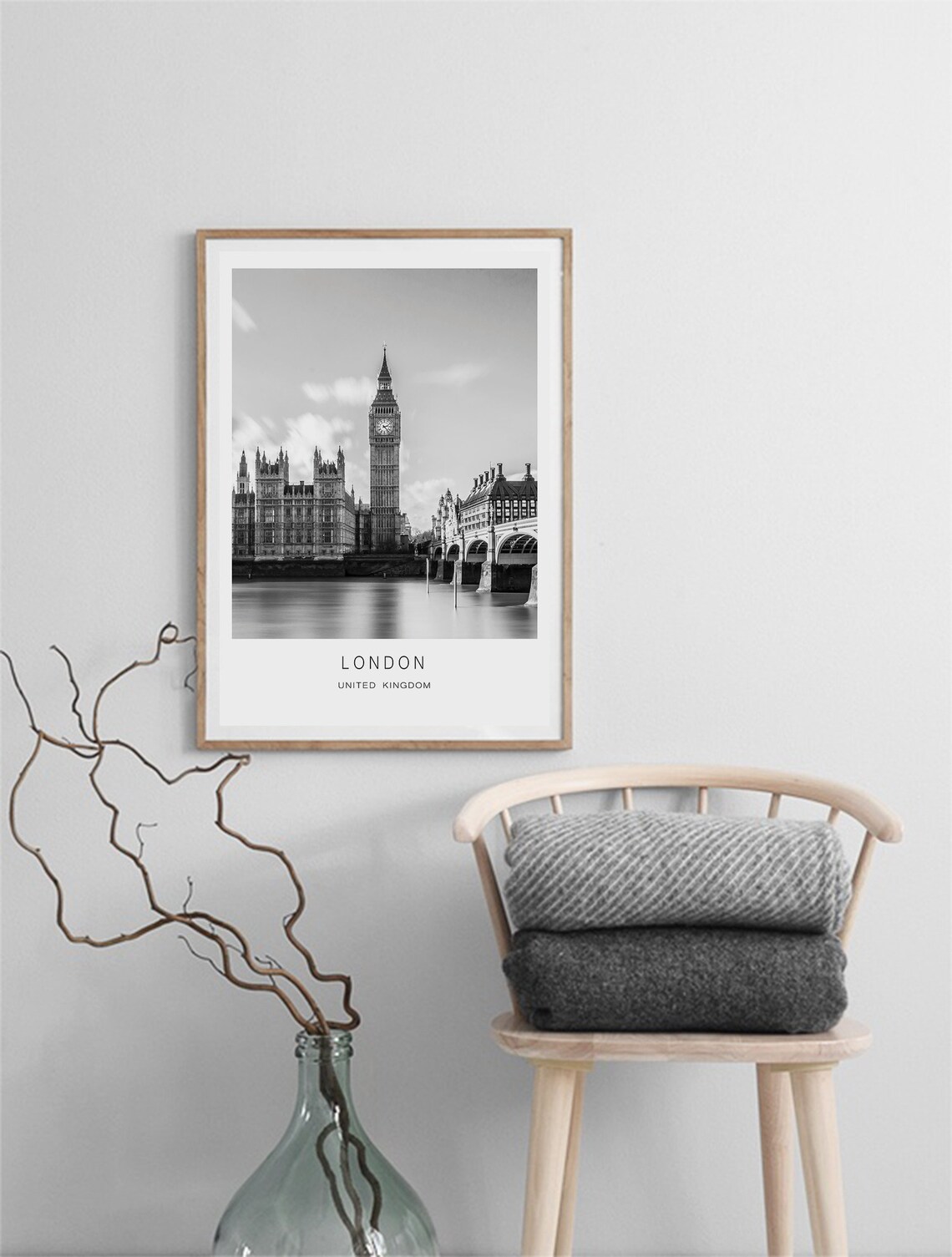 London Big Ben Parliament Black And White Thames Photo Poster - Image 3