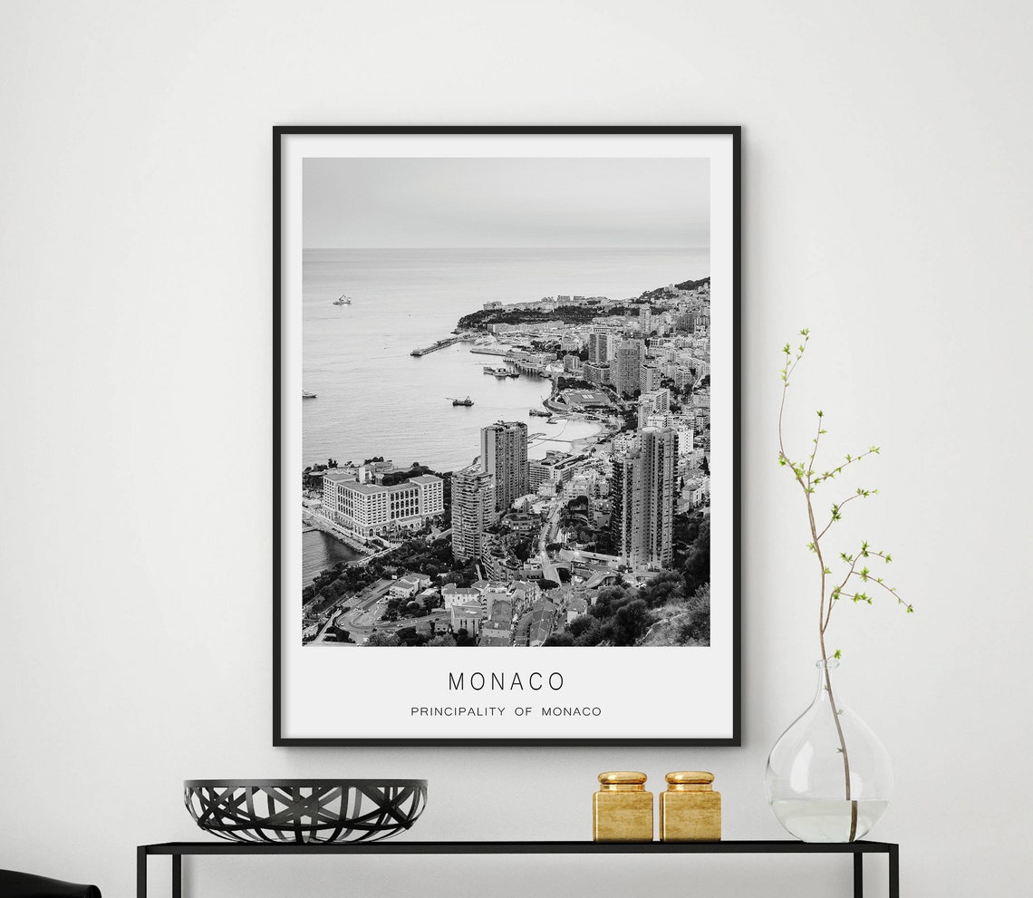 Monaco Principality Coastline Mediterranean Aerial Photo Poster