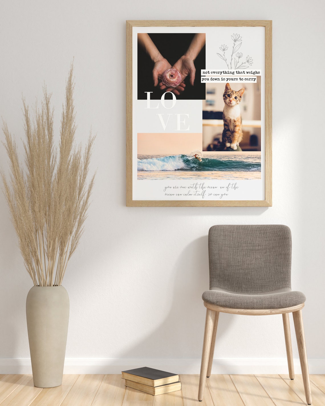 Motivational Cat Collage Love Ocean Waves Inspirational Quotes Poster - Image 3