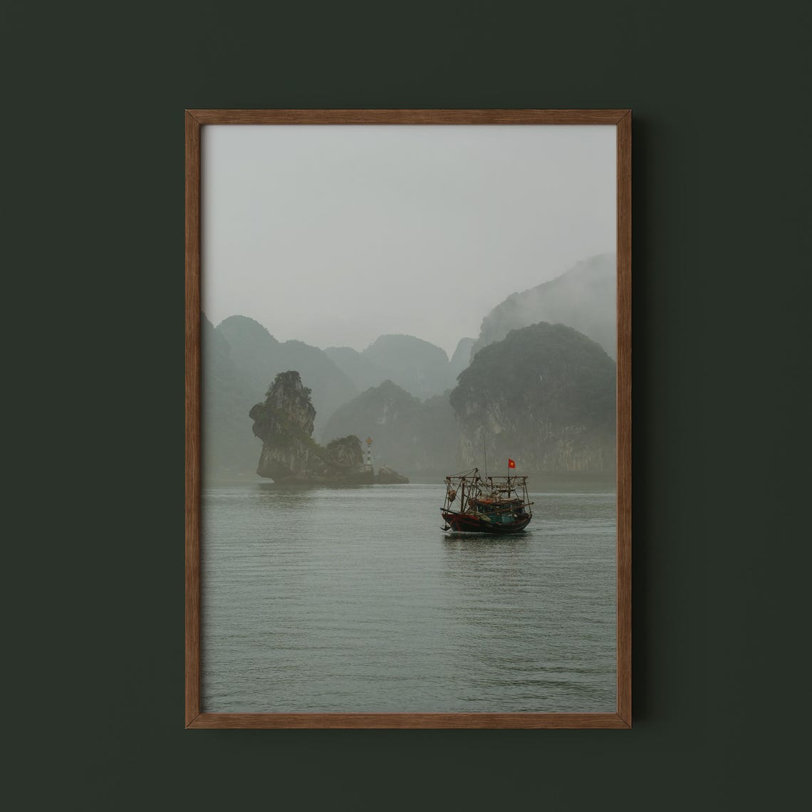 Ha Long Bay Boat Print Vietnam Travel Photography Minimalist Wall Art