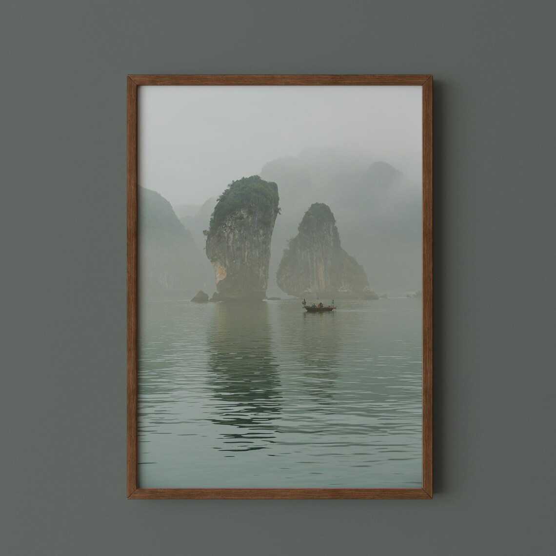 Ha Long Bay Vietnam Misty Karst Islands Calm Water Photography Poster