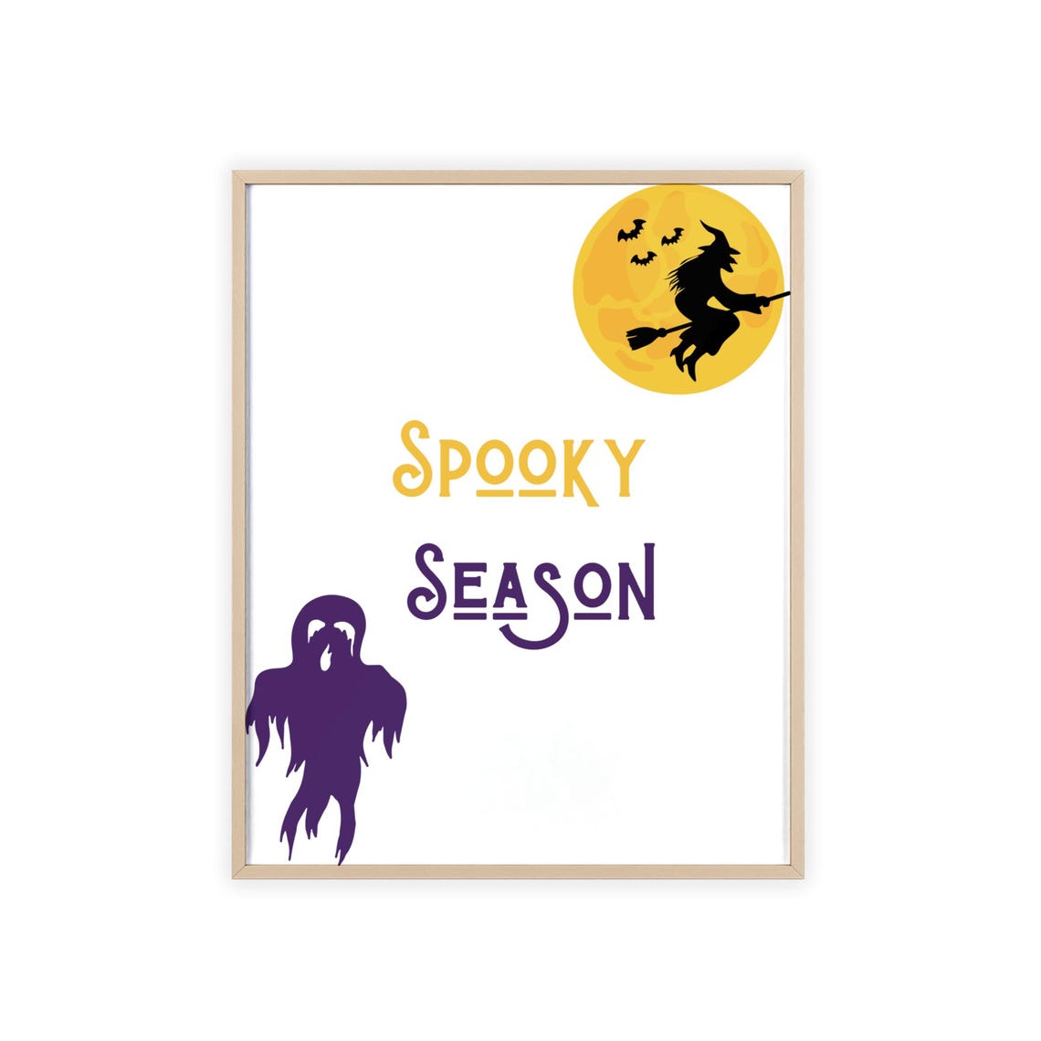 Spooky Season Witch Flying Moon Purple Ghost Halloween Poster - Image 3