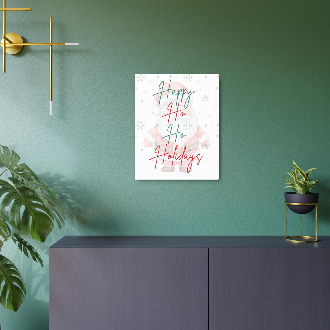 Happy Ho Ho Holidays Watercolor Santa Claus Christmas Poster - Image 3