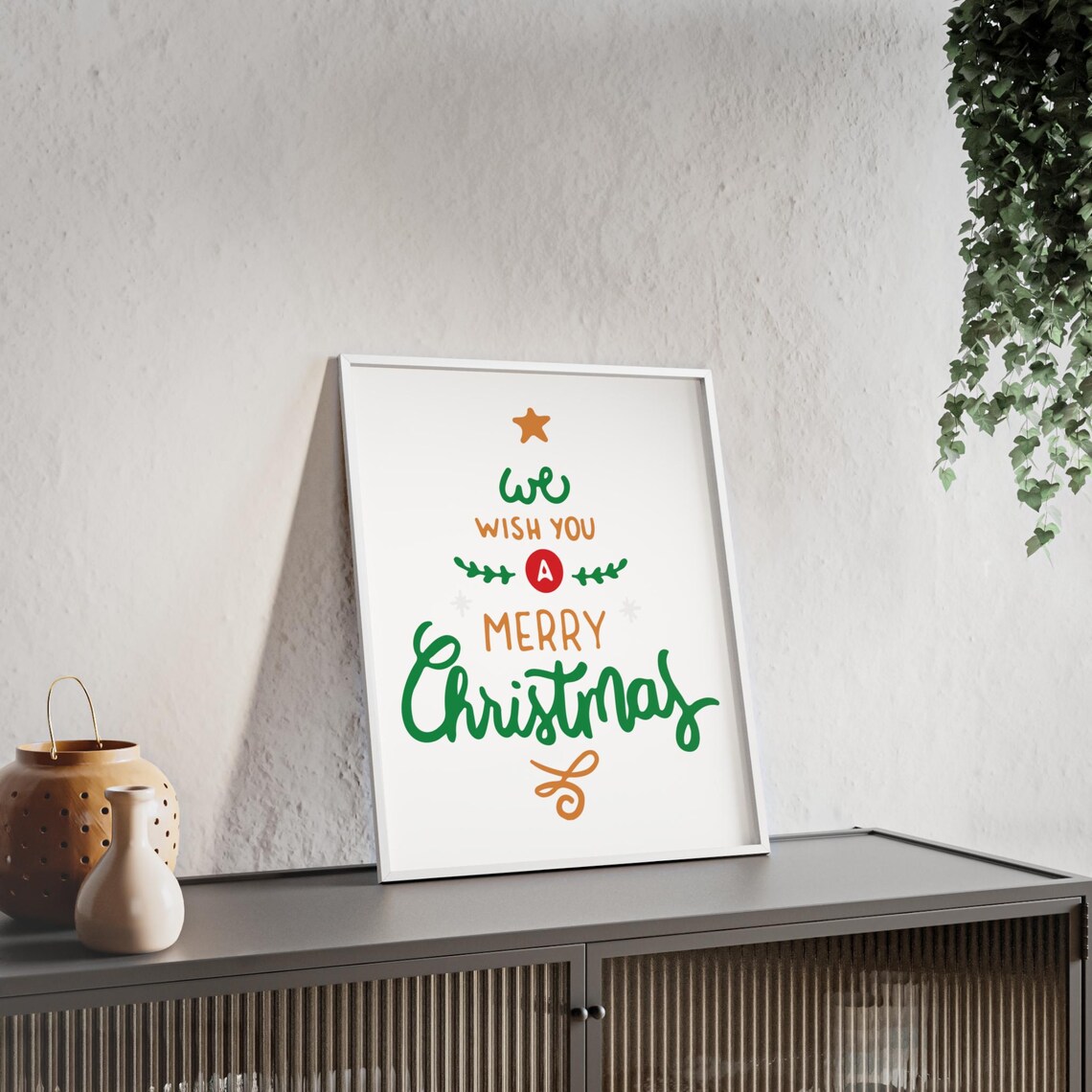 We Wish You A Merry Christmas Hand Lettered Star Holiday Poster
