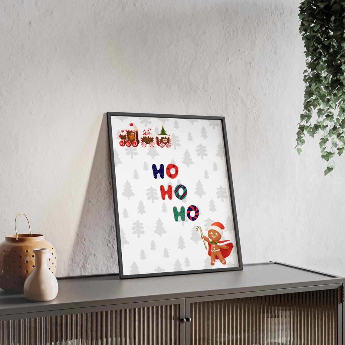 Ho Ho Ho Gingerbread Train And Cookie Man Sweet Christmas Poster - Image 3