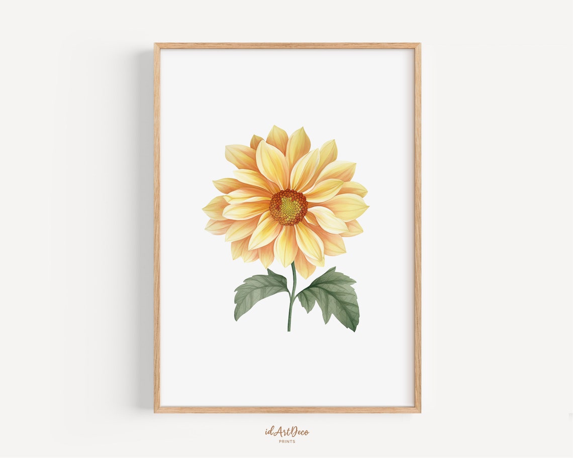 Watercolor Sunflower Bloom Botanical Minimalist Floral Art Poster