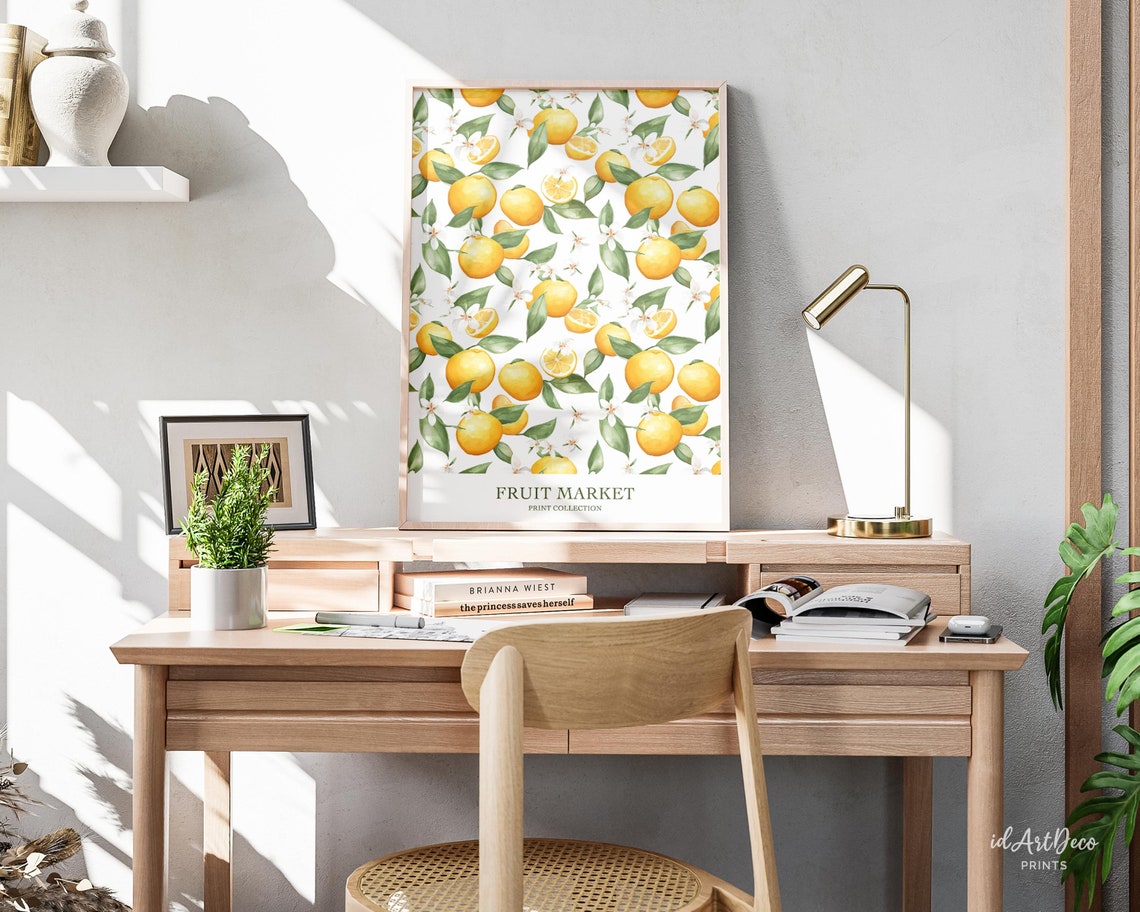 Fruit Market Lemon Citrus Orchard Pattern Kitchen Wall Poster - Image 2