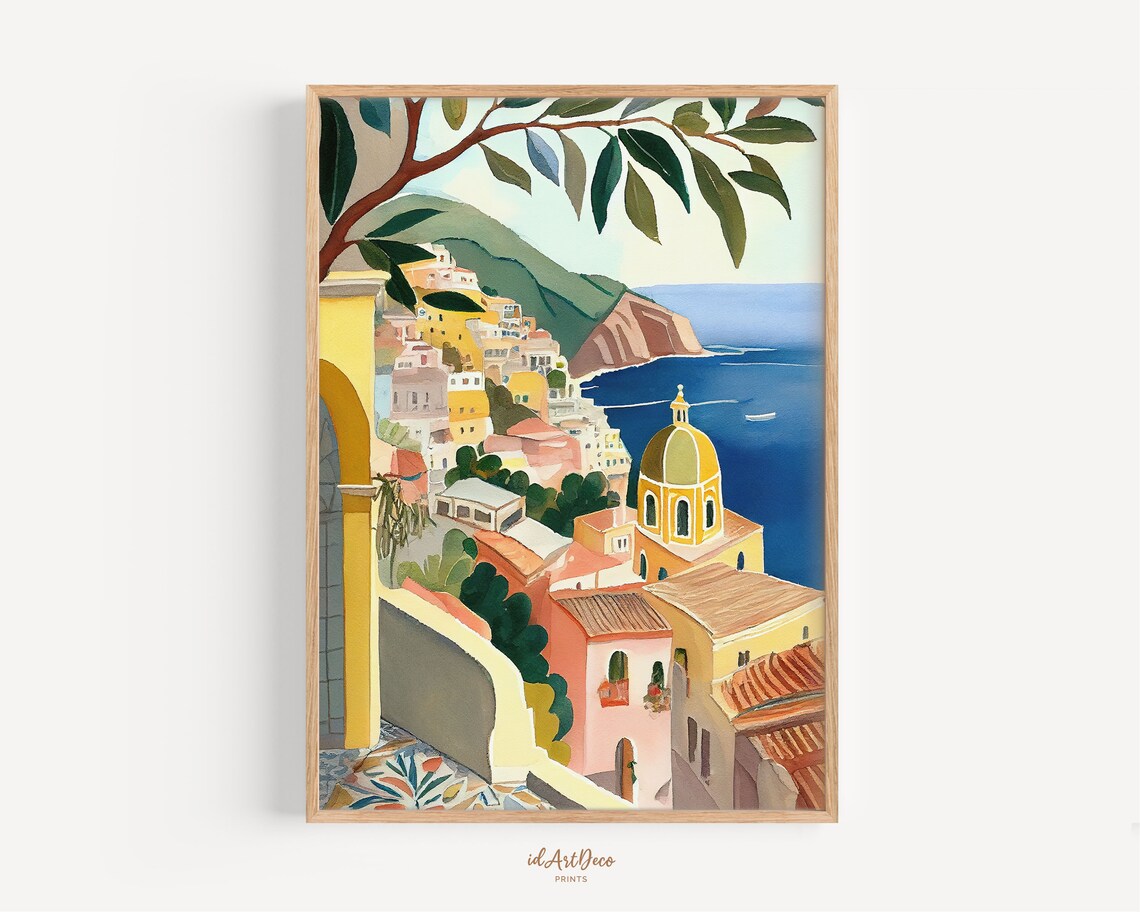 Positano Beach Print Italy Wall Art Henri Matisse Inspired Living Room Wall Art Bedroom Wall Art Amalfi Coast Painting Art