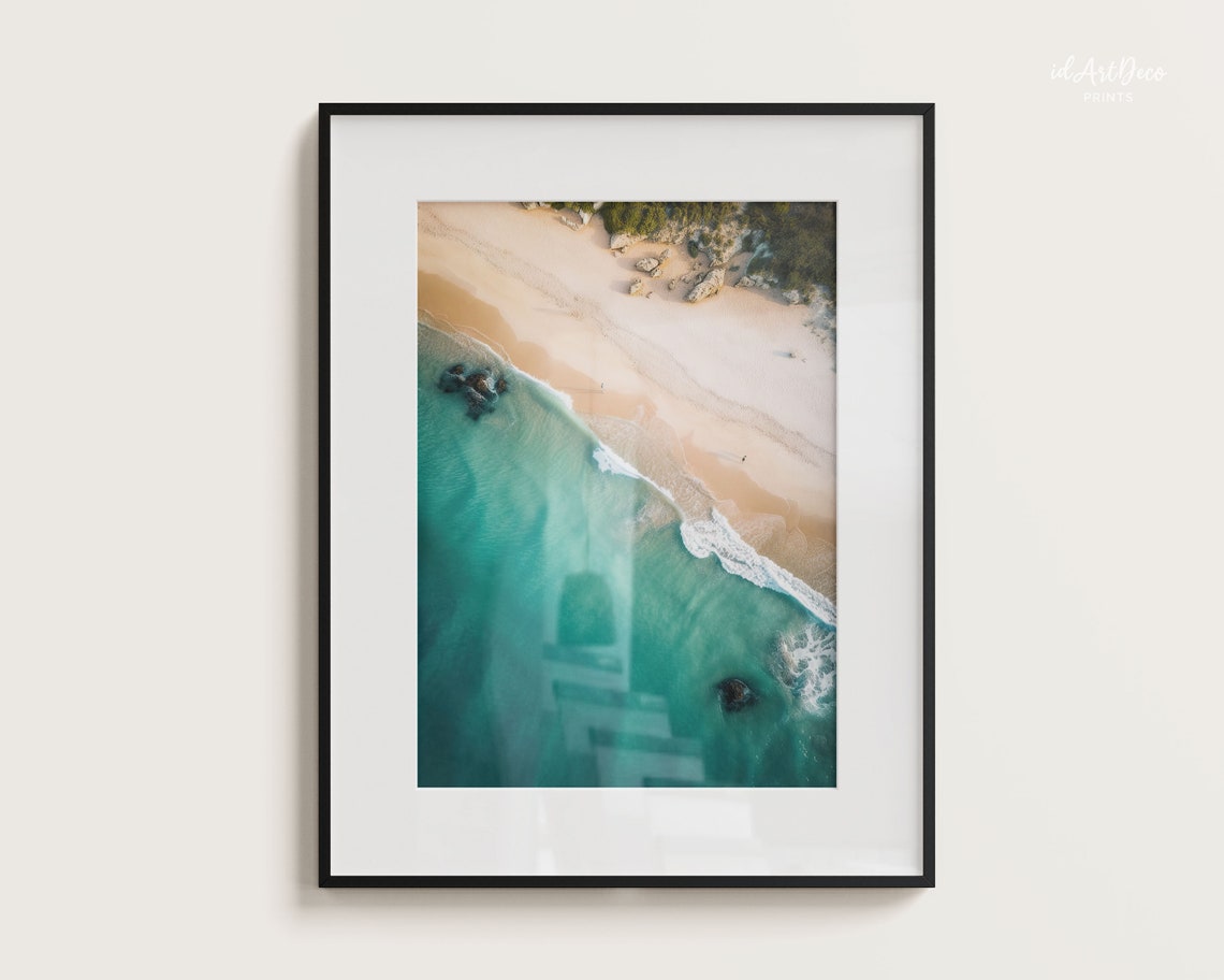 Aerial Turquoise Beach Coastline Drone Photo Sand Ocean Waves Poster - Image 2
