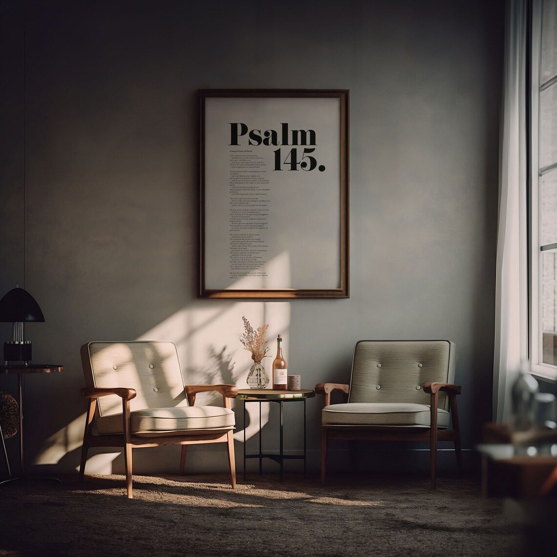 Psalm 145 Scripture Typography, Christian Art Print - Image 4