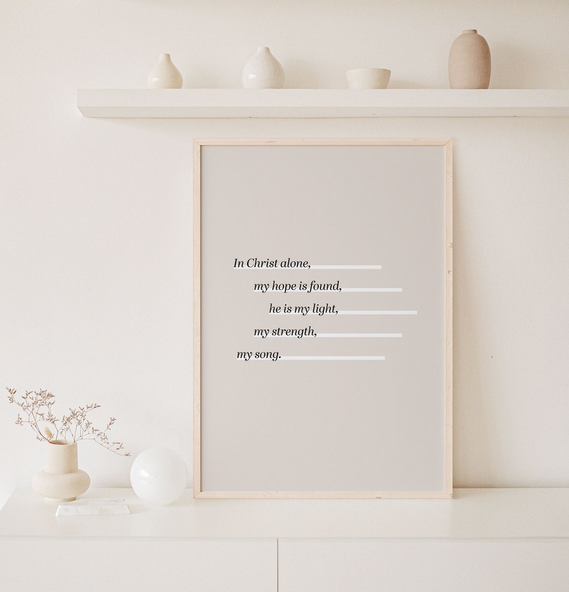 In Christ Alone Hymn Lyric Minimalist Beige Christian Poster - Image 5