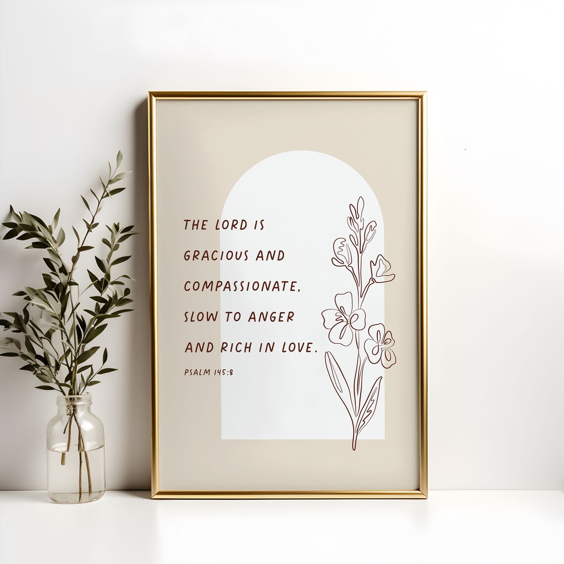 Psalm 145:8 The Lord Is Gracious And Compassionate Floral Poster - Image 5