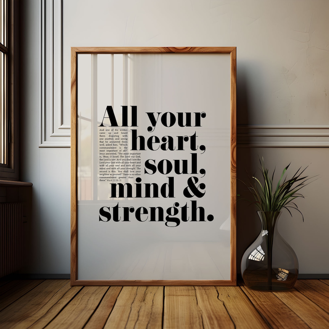 All Your Heart Soul Strength And Mind Bible Verse Wall Art Mark 12 28 Jesus Quote Poster Modern Bold Faith Home Decor Sayings Of Jesus - Image 5