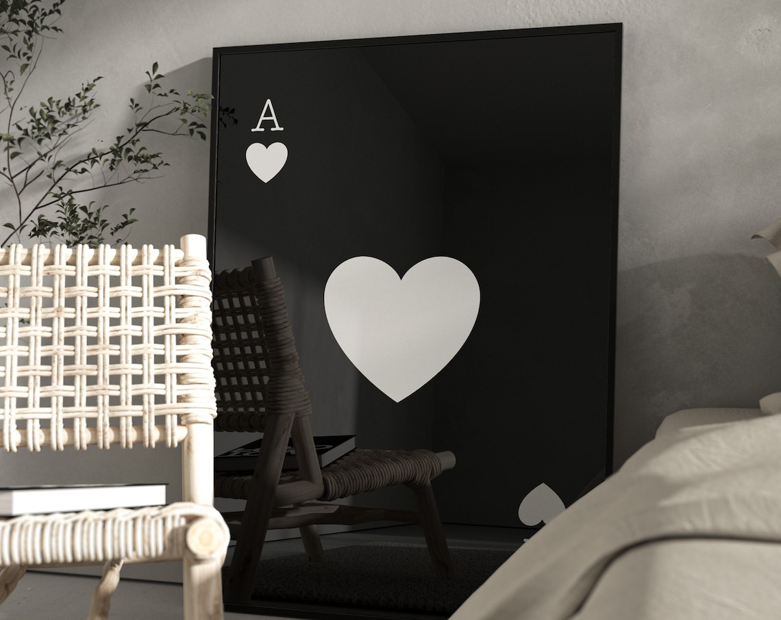 Black And White Play Card Trendy Preppy Art Print