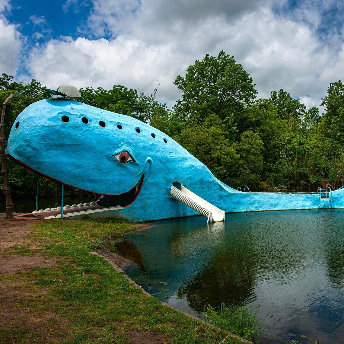 Blue Whale Of Catoosa Route 66 Landmark Pond Slide View Poster
