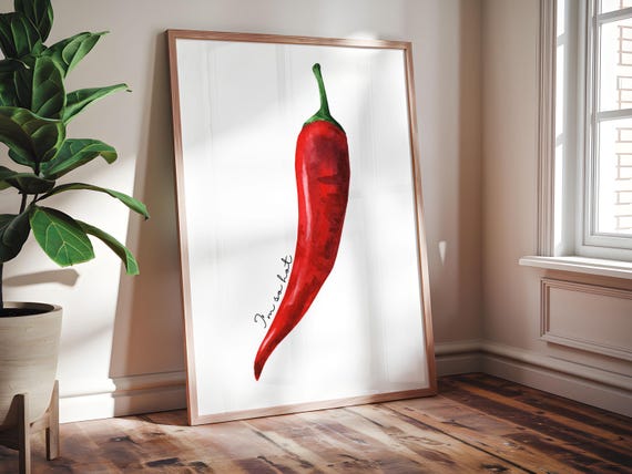Hot Pepper Kitchen Art Colorful Mounted Framed Poster