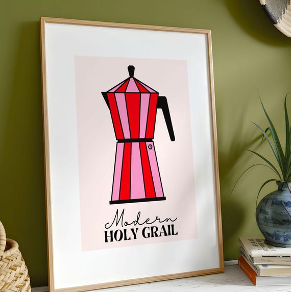 Italian Coffee Maker Poster Framed Kitchen Wall Art