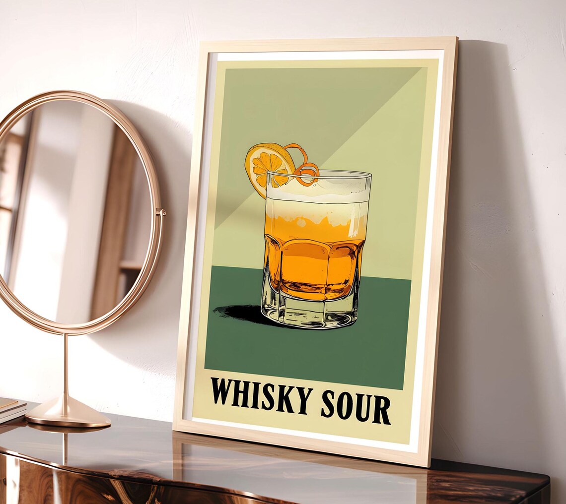 Whisky Sour Retro Style, Vintage Cocktail Decor - Image 4