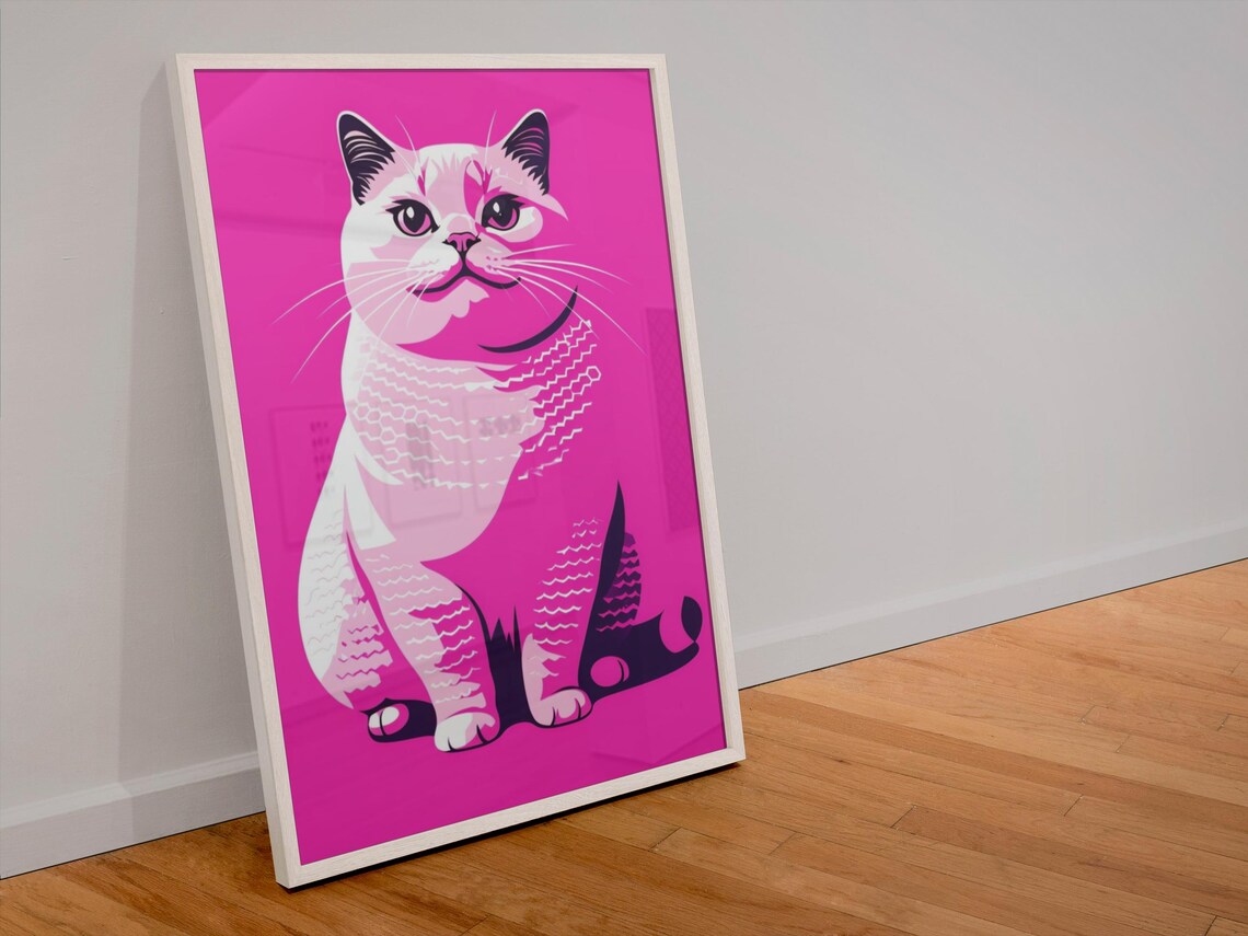 Pop Art Cat Portrait, Vintage Style Poster - Image 3