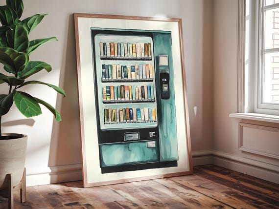 Books Vending Machine Framed Poster Gift For Book Lovers