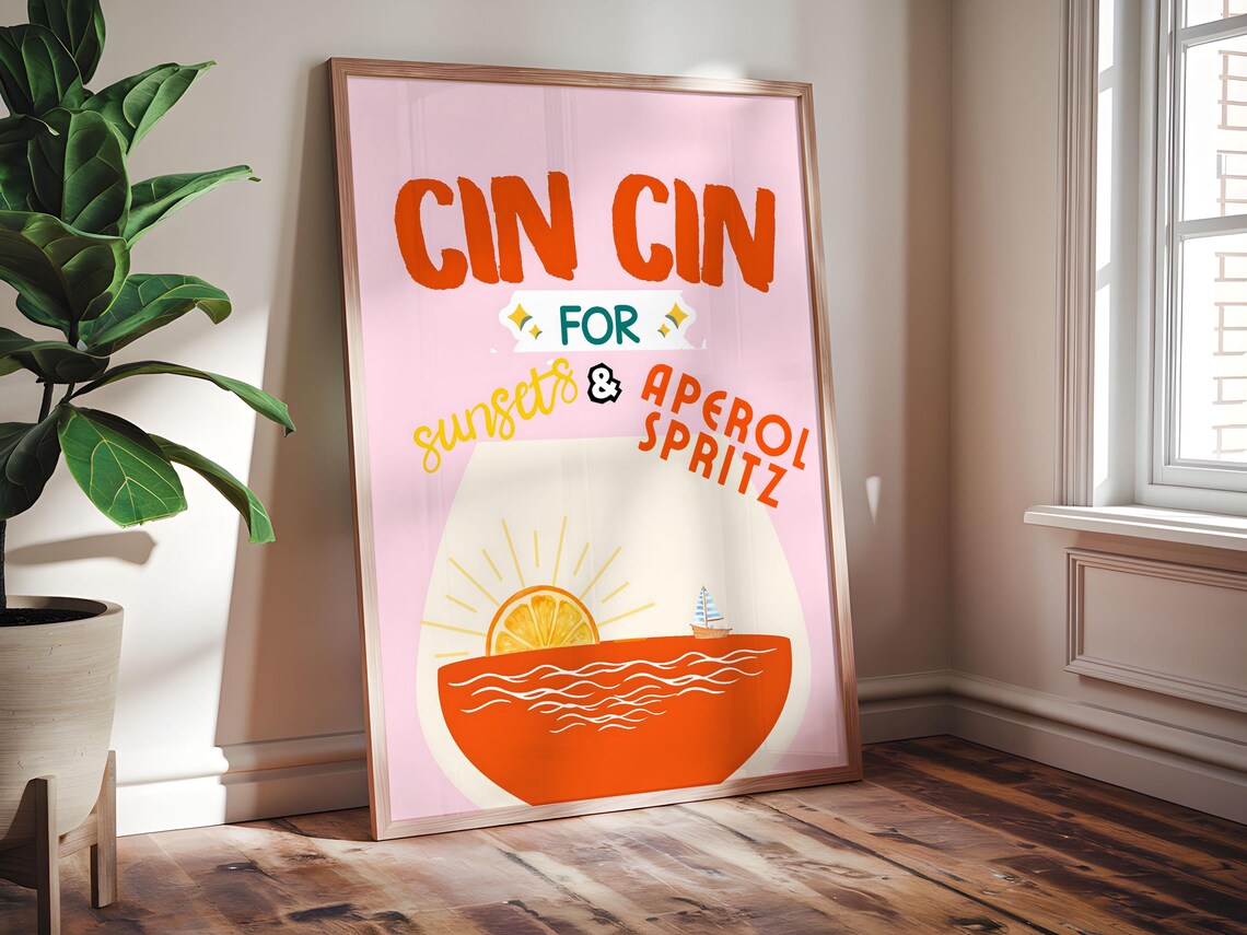 Aperol Spritz, Italian Cocktail Art Print - Image 4