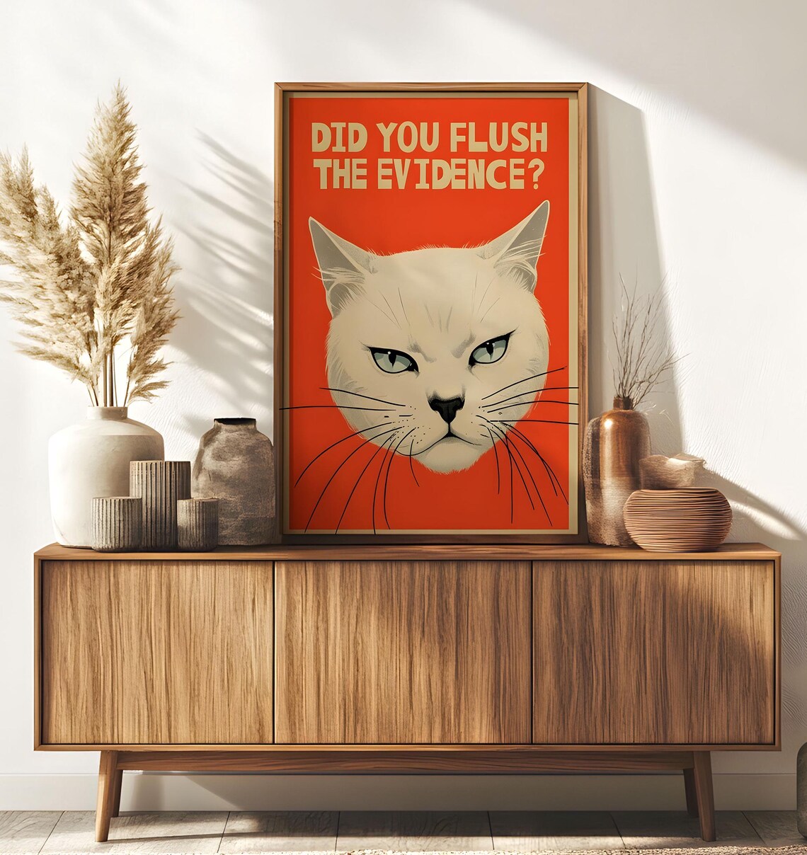 Funny Cat Vintage Poster, Did You Flush The Evidence - Image 6