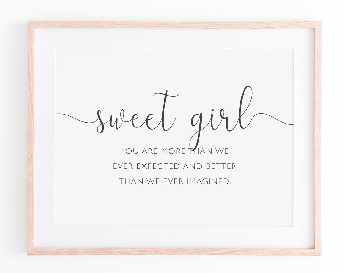 Girl Nursery Prints Sweet Girl Quote Nursery Wall Decor Boho Baby Girl Nursery Sign Nursery Bedroom Prints Above Crib Sign