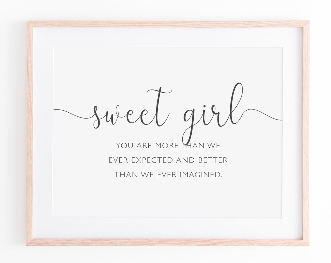 Sweet Girl Nursery Quote Baby Girl Bedroom Calligraphy Decor Poster
