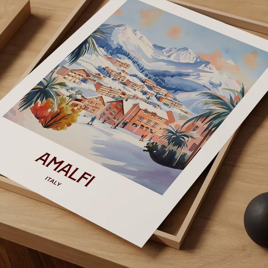 Amalfi Coast Travel Print Amalfi City Wall Art Minimalist Italy Poster Pastel Travel Decor Retro Cityscape Art C35 883 - Image 2