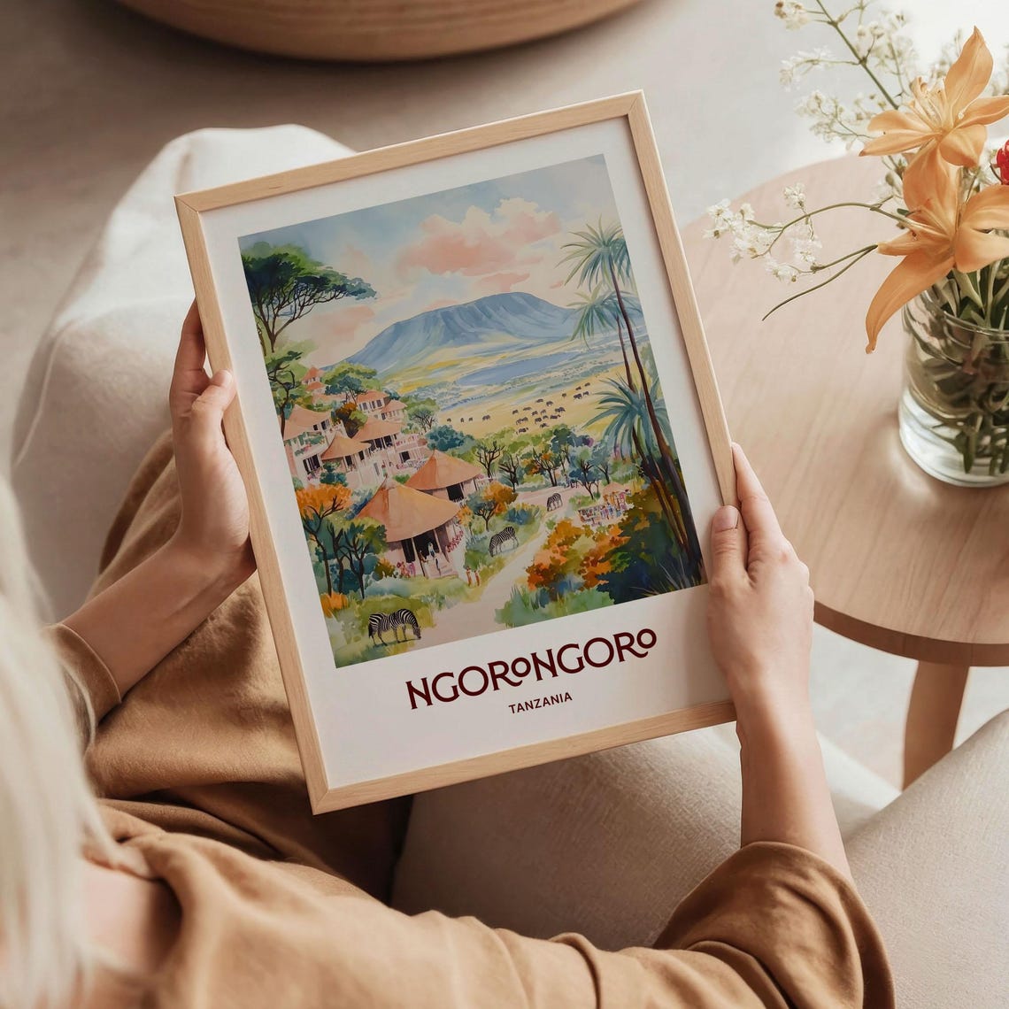 Ngorongoro Travel Print Tanzania Wall Art Minimalist Africa Poster Pastel Cityscape Art Retro Travel Decor Id 540 C35 722 - Image 5