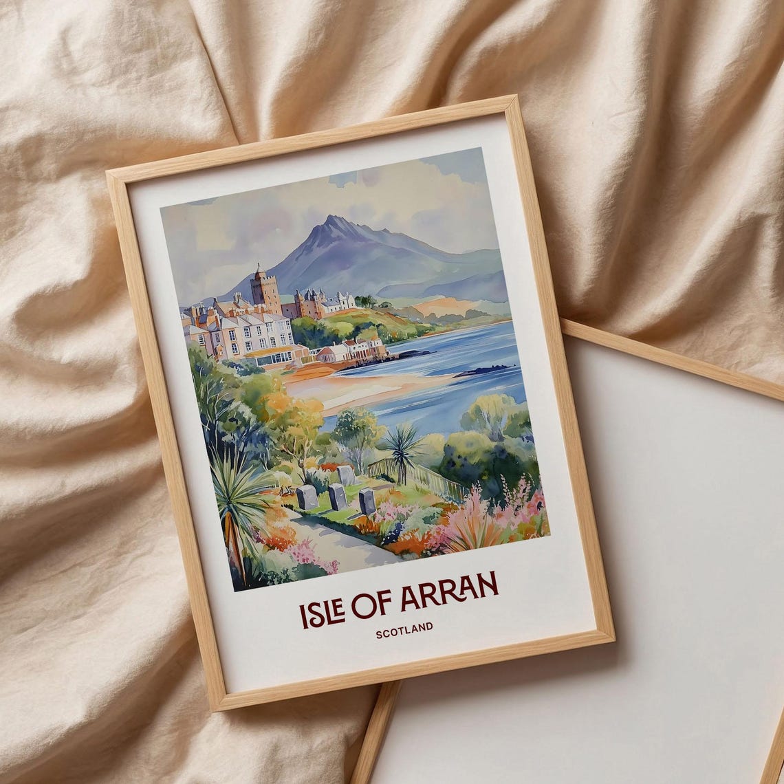Isle of Arran Coastal Castle Mountain Bay Scotland Watercolor Poster - Image 3