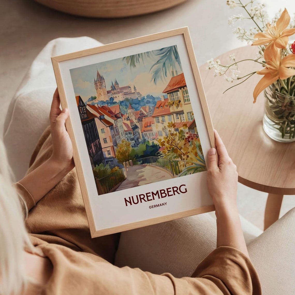 Nuremberg Germany Castle Hill Old Town Watercolor Travel Poster - Image 5