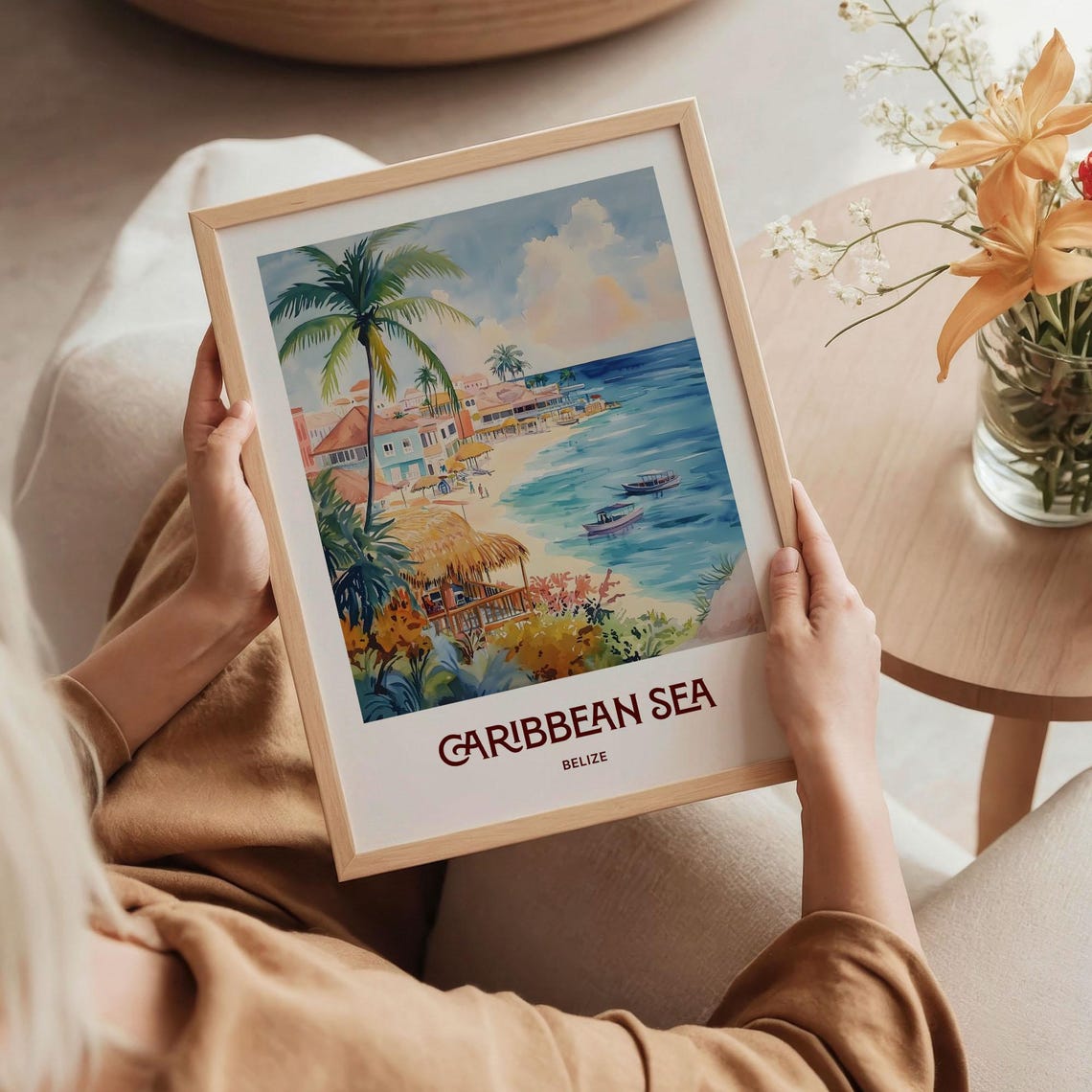 Belize Travel Print Caribbean Sea Poster Minimalist Art Personalized Gift Wedding Gift Birthday Gift Custom Text C35 375 - Image 5