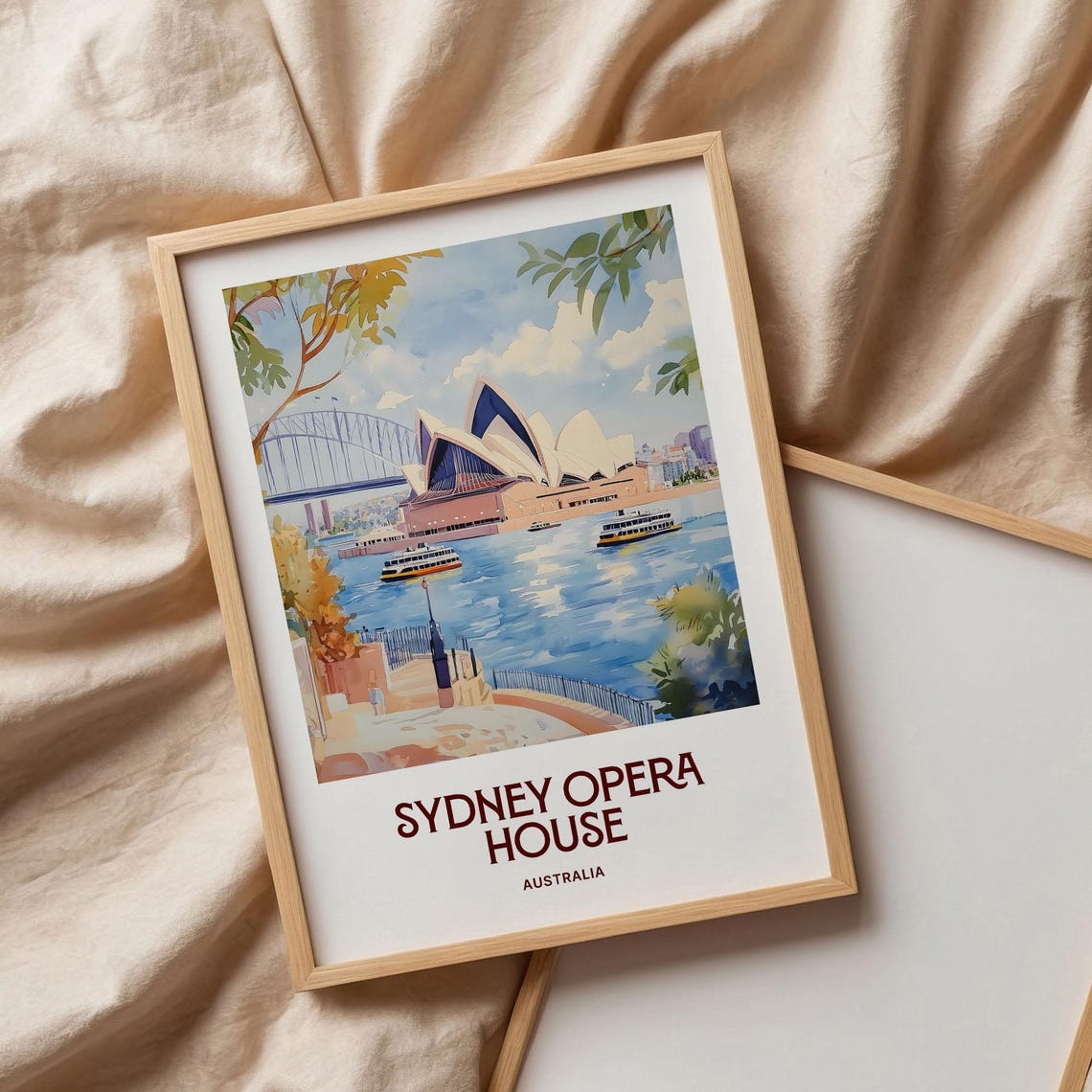 Sydney Opera House Harbour Bridge Watercolor Travel Poster Australia - Image 3