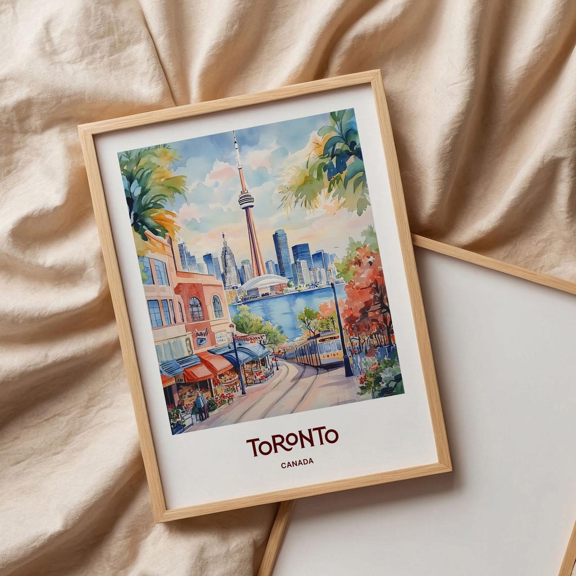 Toronto Canada CN Tower Skyline Streetcar Lively Street Poster - Image 3