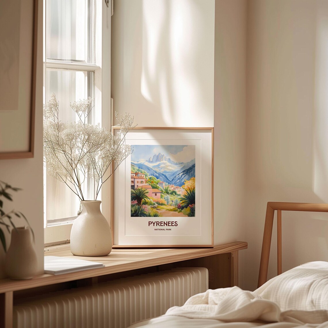 Pyrenees National Park Village Mountain Watercolor Travel Poster - Image 2