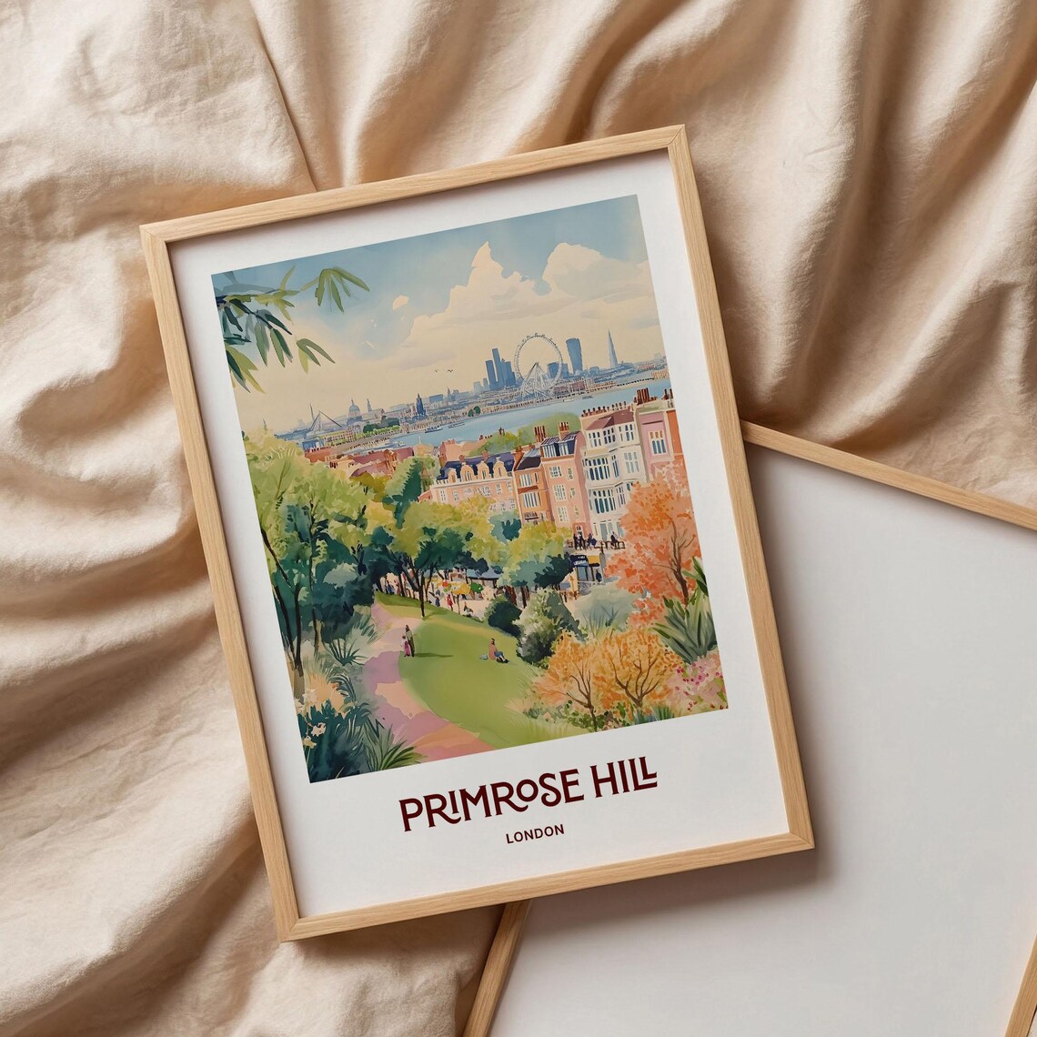 Primrose Hill London Park Skyline Watercolor Poster Thames View - Image 3