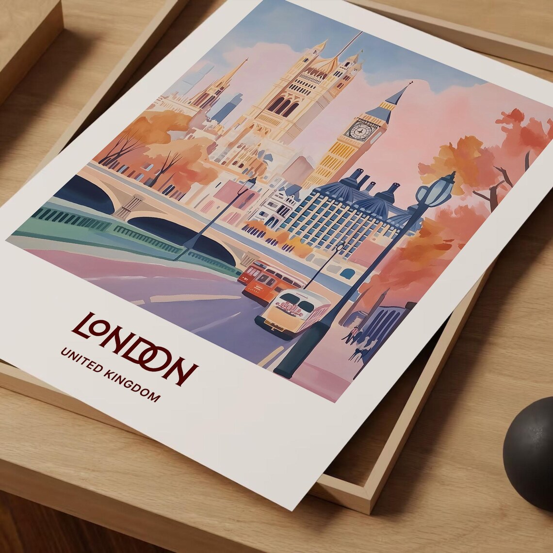 London Big Ben Print Minimalist London Wall Art Pastel Travel Poster United Kingdom Cityscape Decor Traveler Gift C35 27 - Image 2
