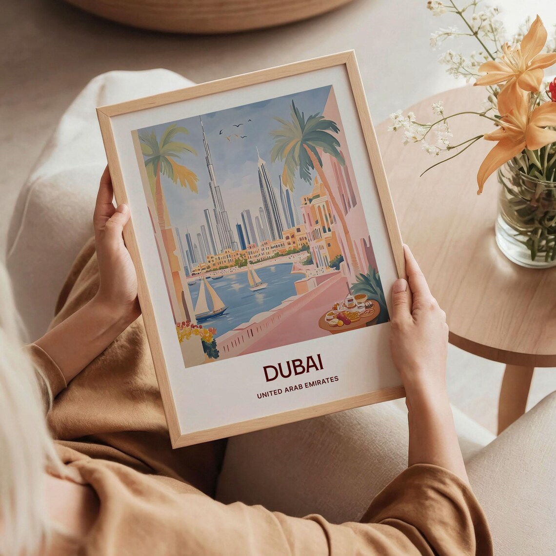 Dubai United Arab Emirates Marina Skyline Sailboats Art Poster - Image 5