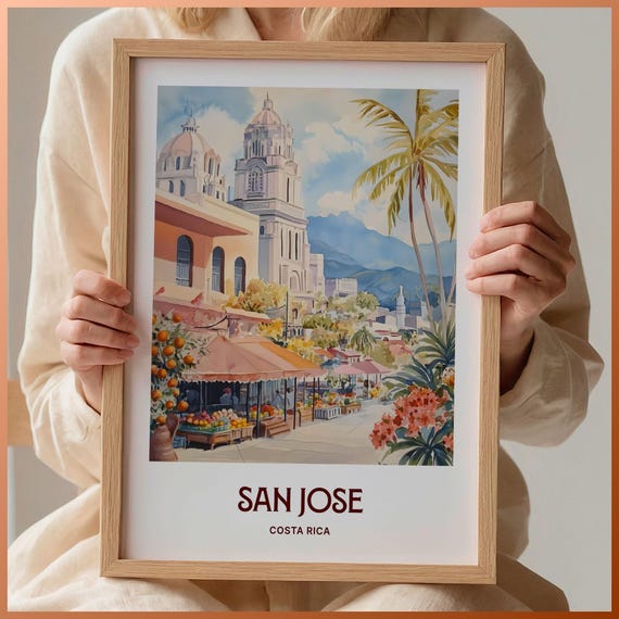 Costa Rica Travel Print San Jos Poster Arenal Volcano Art Minimalist Wall Decor Custom Text Personalized Gift C35 356