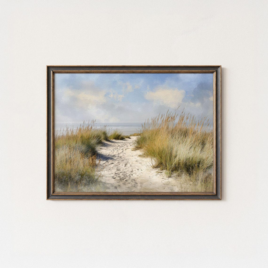 Sandy Beach Path Dune Grass Vintage Coastal Cottage Art Poster