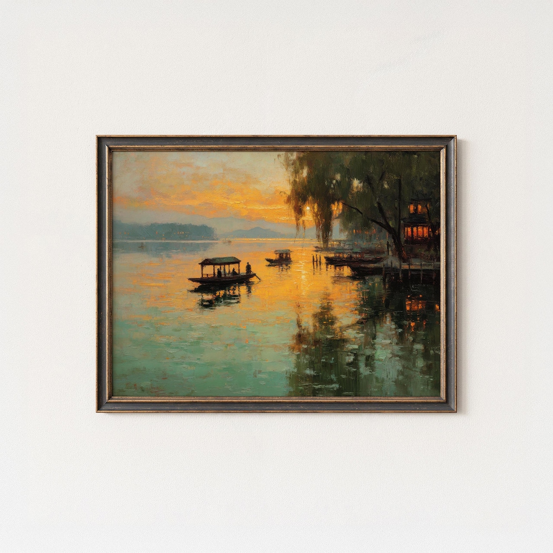 West Lake Sunset Art Print, Hangzhou Landscape