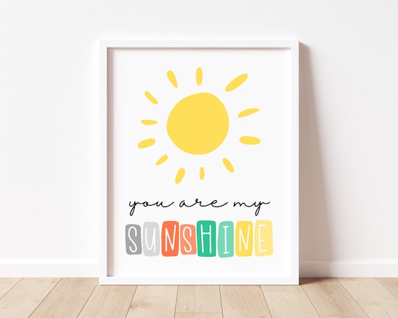 You Are My Sunshine Rainbow Lettering Kids Room Decor Poster