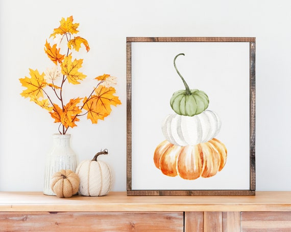 Pumpkin Watercolor Art Print, Fall Wall Decor
