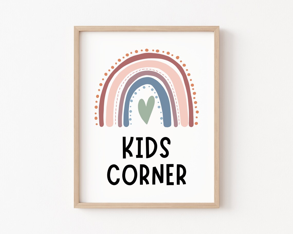 Kids Corner Boho Rainbow Classroom Wall Print